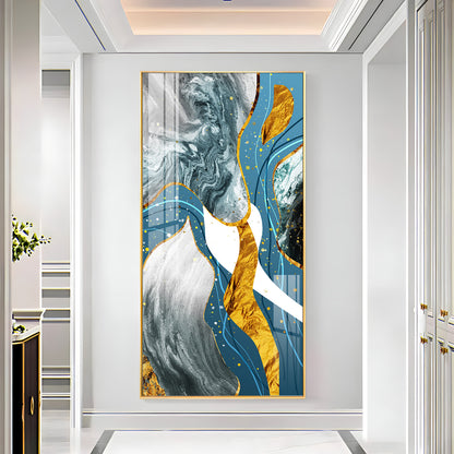 Blue & White Abstraction Premium Acrylic Vertical Wall Art
