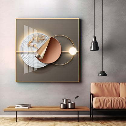 Gold Deer Modern Premium Acrylic Square Wall Art