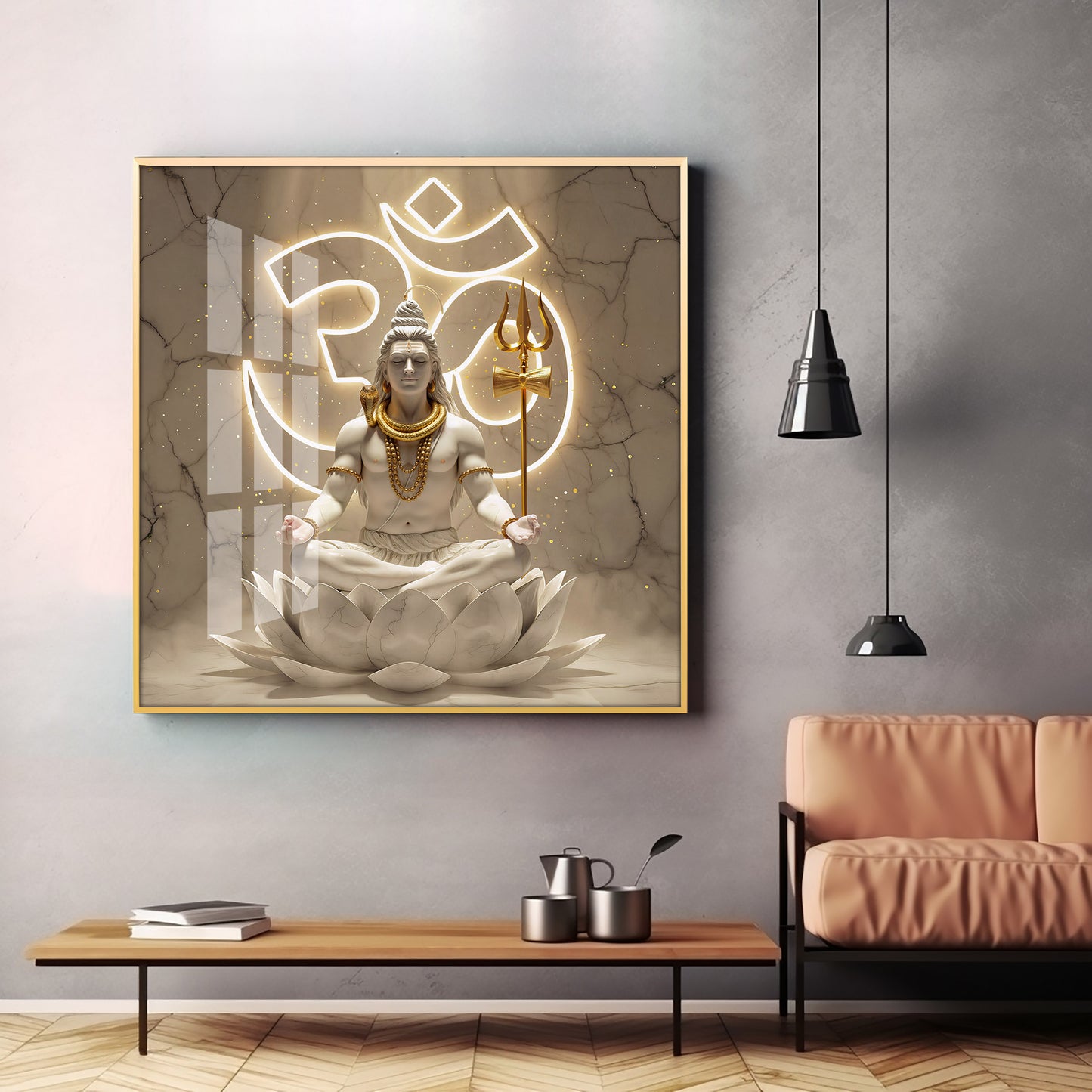 Lord Shiva Meditating Premium Acrylic Square Wall Art