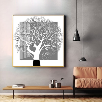 Black White Tree Premium Acrylic Square Wall Art