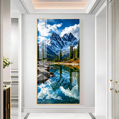 Serene Mountain Lake Premium Acrylic Vertical Wall Art