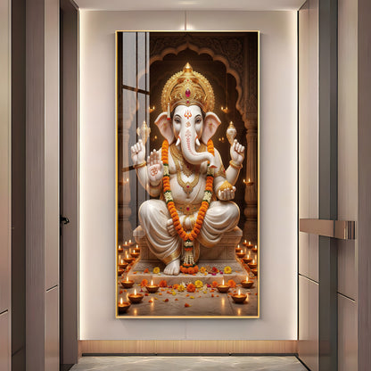 Ganesh Ji Eternal Wisdom Premium Acrylic Vertical Wall Art
