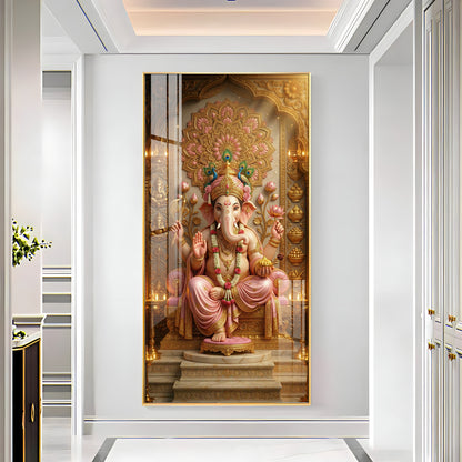 Divine Luminescence Ganesha Throne Premium Acrylic Vertical Wall Art
