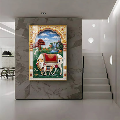 Kamdhenu Gomata Premium Acrylic Vertical Wall Art
