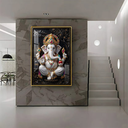 Hindu Lord Ganpati Ji Premium Acrylic Vertical Wall Art