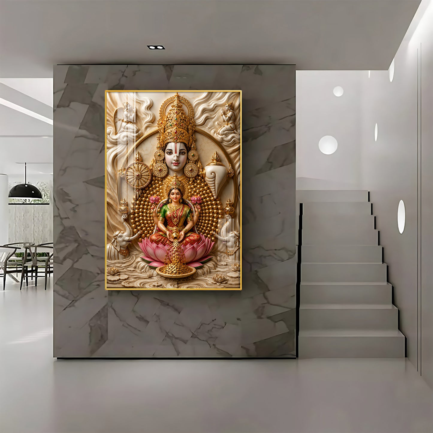 Lord Venkateswara & Goddess Lakshmi Premium Acrylic Vertical Wall Art