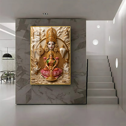 Lord Venkateswara & Goddess Lakshmi Premium Acrylic Vertical Wall Art