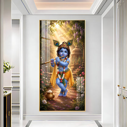 Bal Krishna Vrindavan Premium Acrylic Vertical Wall Art