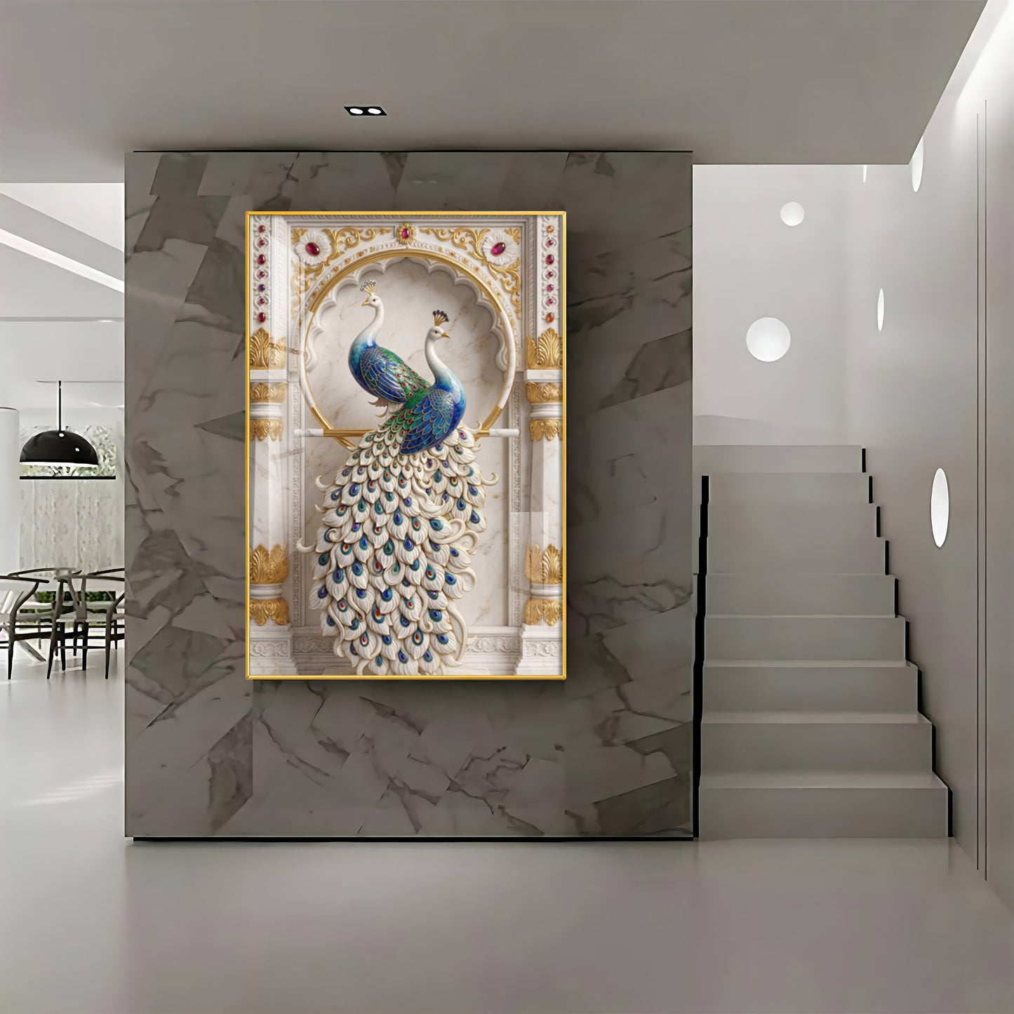 Beautiful Two Peacock Premium Acrylic Vertical Wall Art