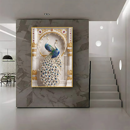 Beautiful Two Peacock Premium Acrylic Vertical Wall Art