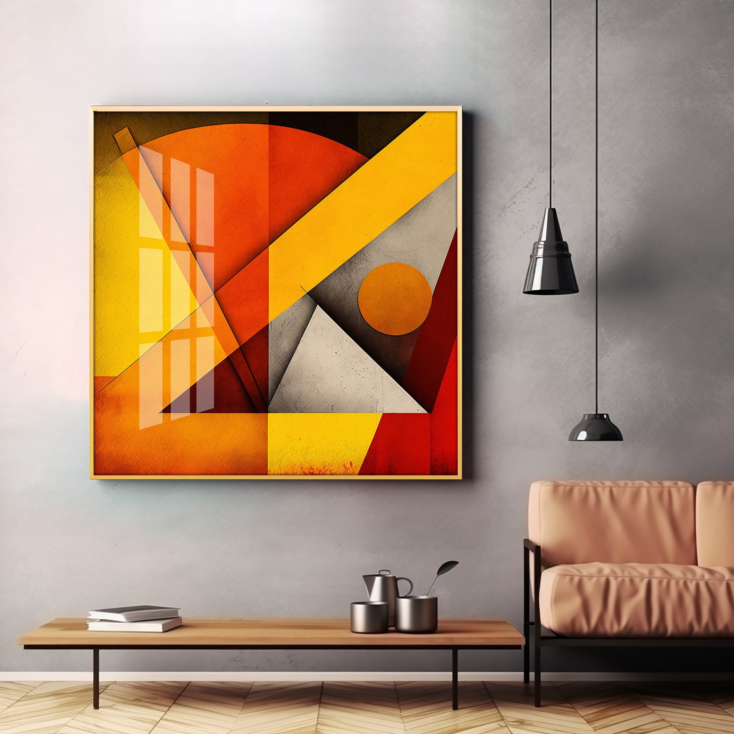 Colored Geometric Premium Acrylic Square Wall Art