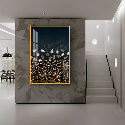 Golden Serenity Stones Premium Acrylic Vertical Wall Art