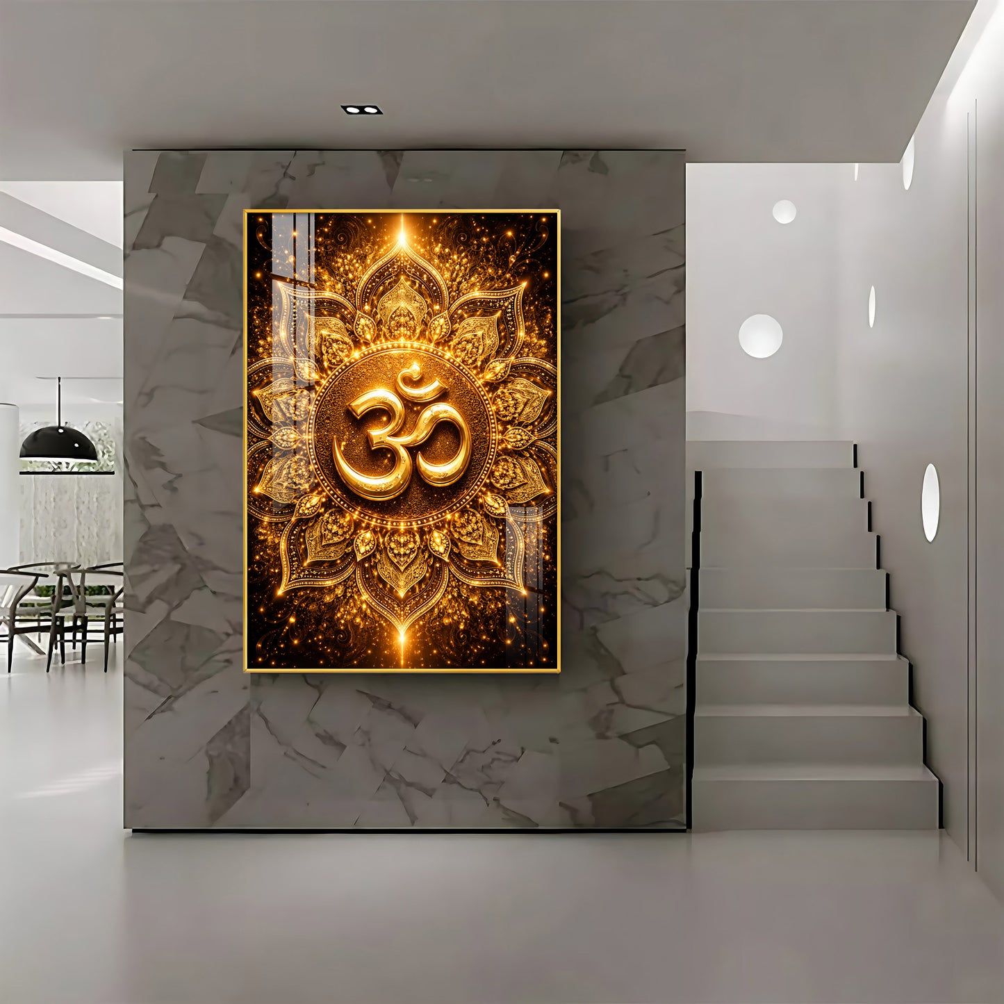 Radiant Golden Om Premium Acrylic Vertical Wall Art