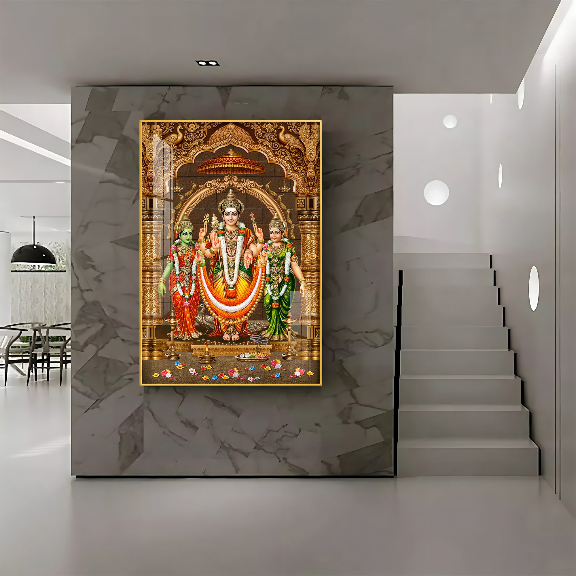 God Murugan Valli Deivanai Subramanya Swamy Premium Acrylic Vertical Wall Art
