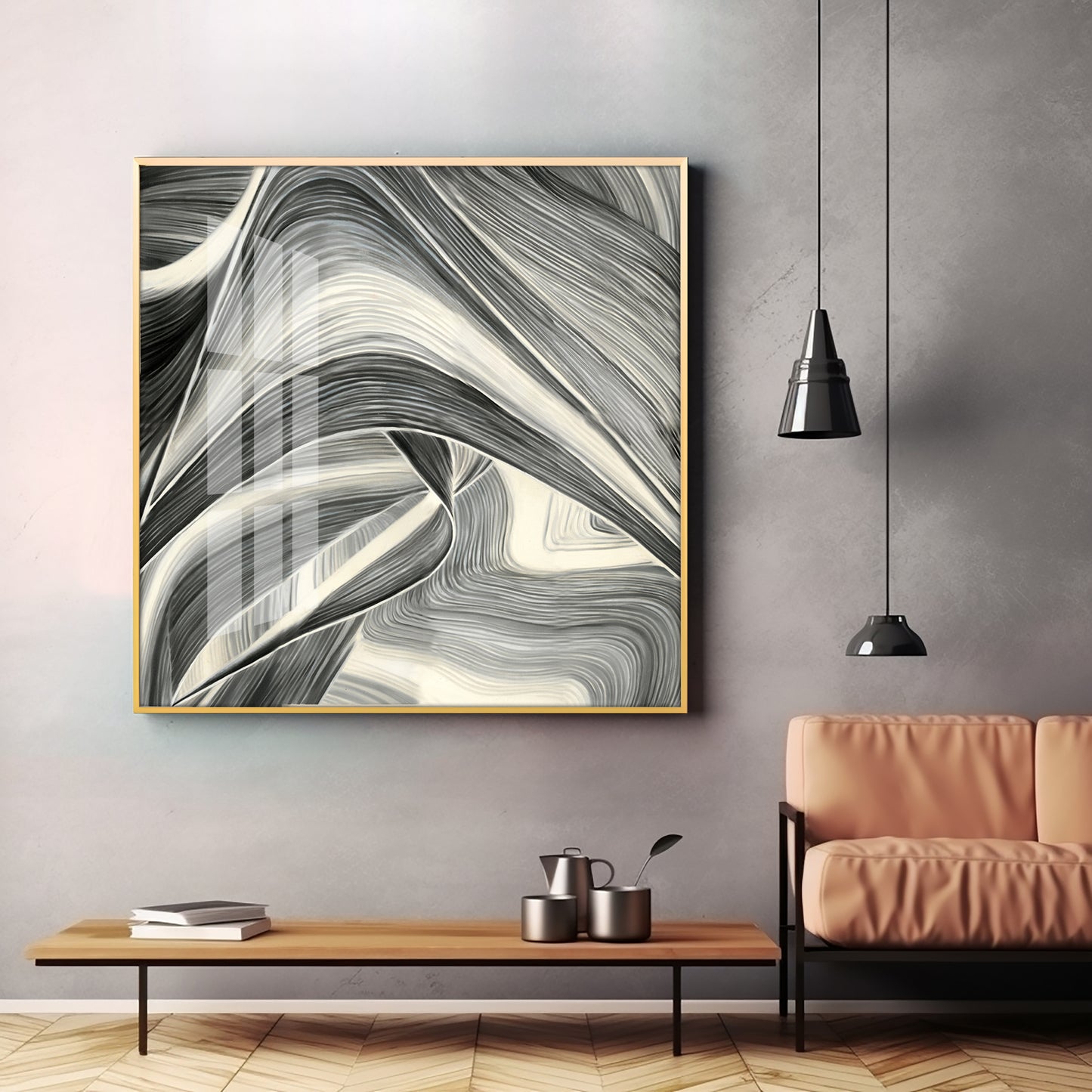 Linee Astratte Premium Acrylic Square Wall Art