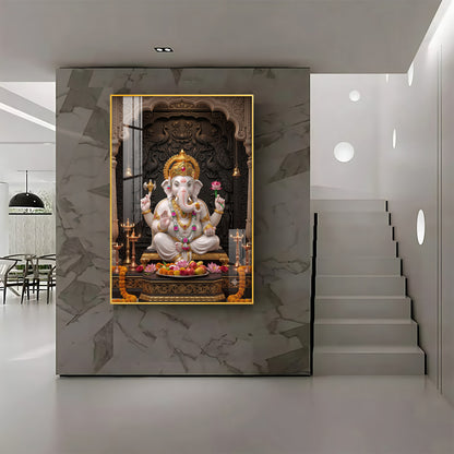 Divine Vighnaharta Ganesh Ji Premium Acrylic Vertical Wall Art