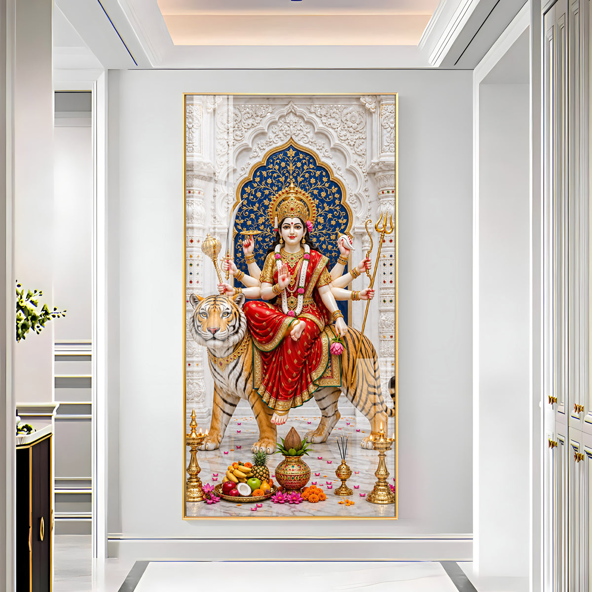 Elegant Durga Mata Premium Acrylic Vertical Wall Art