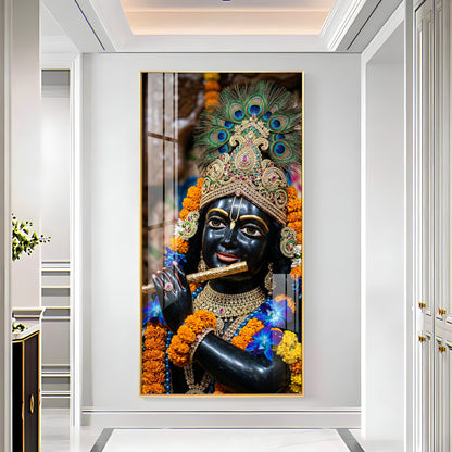 Divine Melody Krishna Premium Acrylic Vertical Wall Art