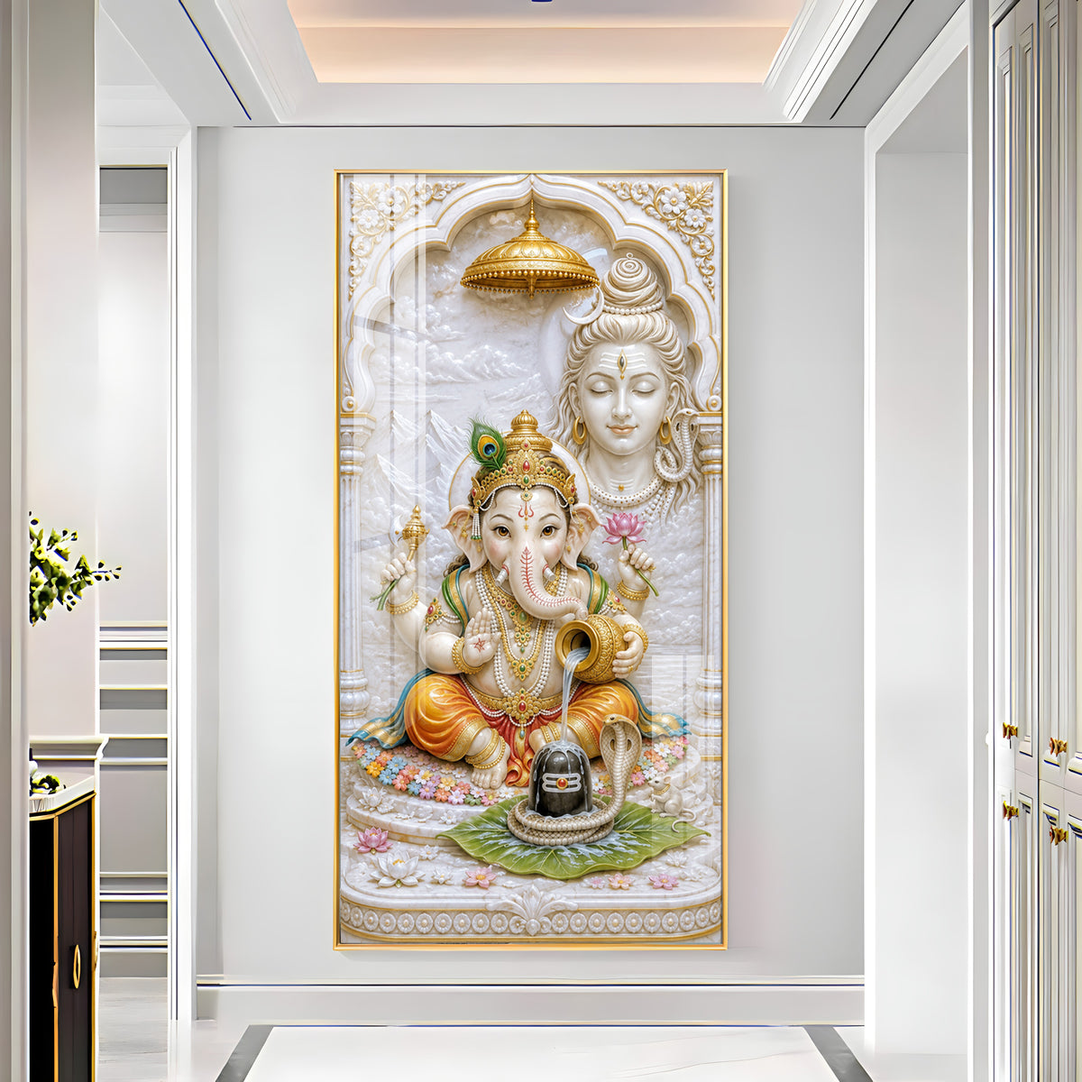 Lord Ganesha & Shiva Premium Acrylic Vertical Wall Art
