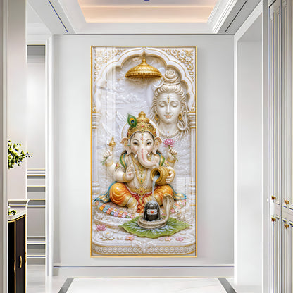 Lord Ganesha & Shiva Premium Acrylic Vertical Wall Art