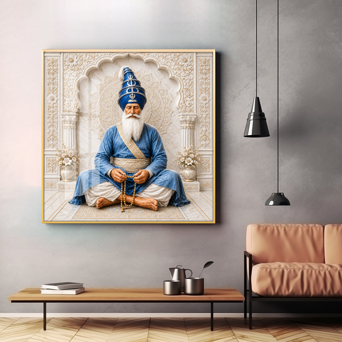 Baba Deep Singh Ji Premium Acrylic Square Wall Art