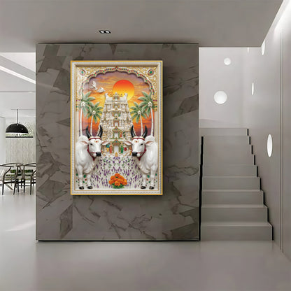 The Kamadhenu Cow Premium Acrylic Vertical Wall Art