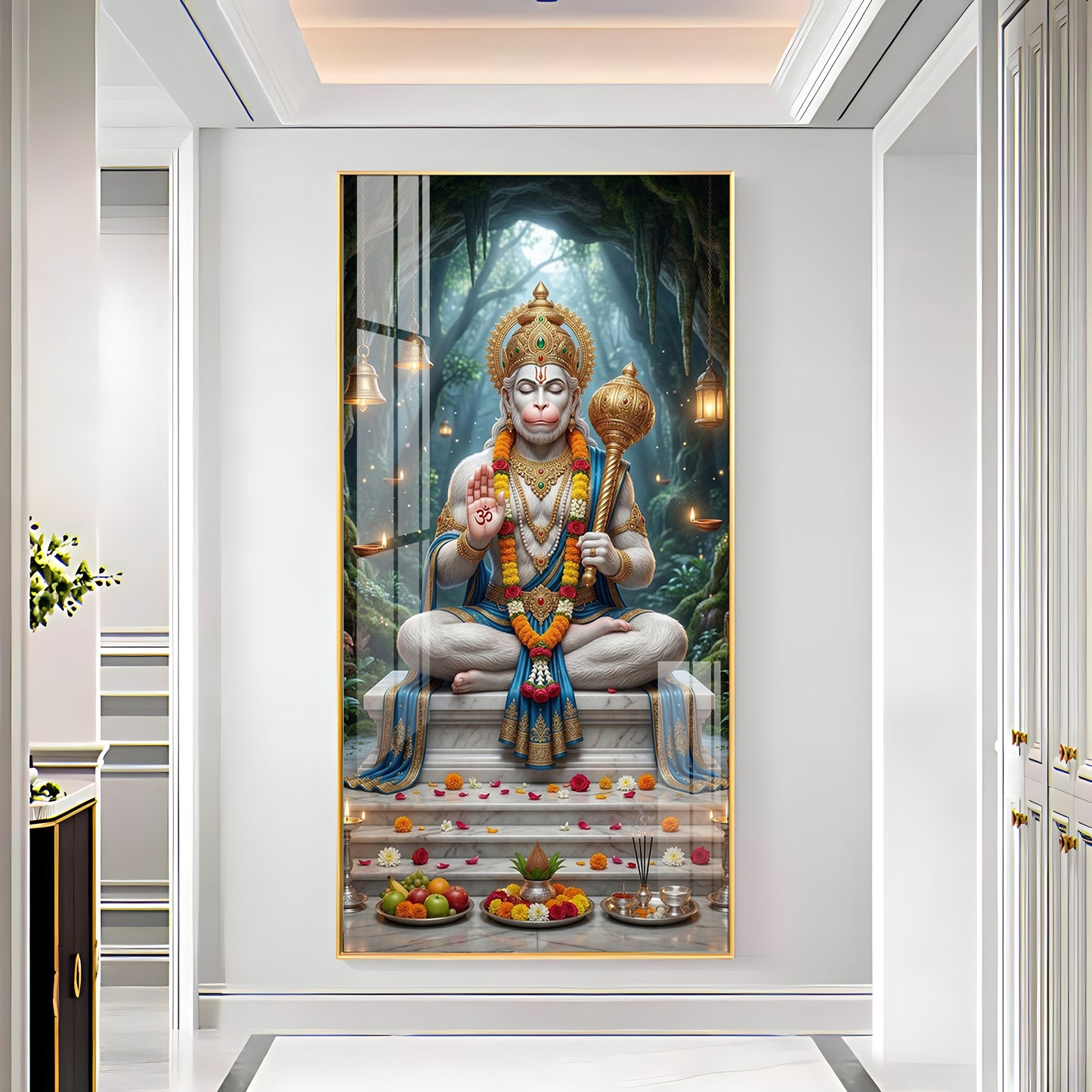Divine Harmony Of Lord Hanuman Premium Acrylic Vertical Wall Art