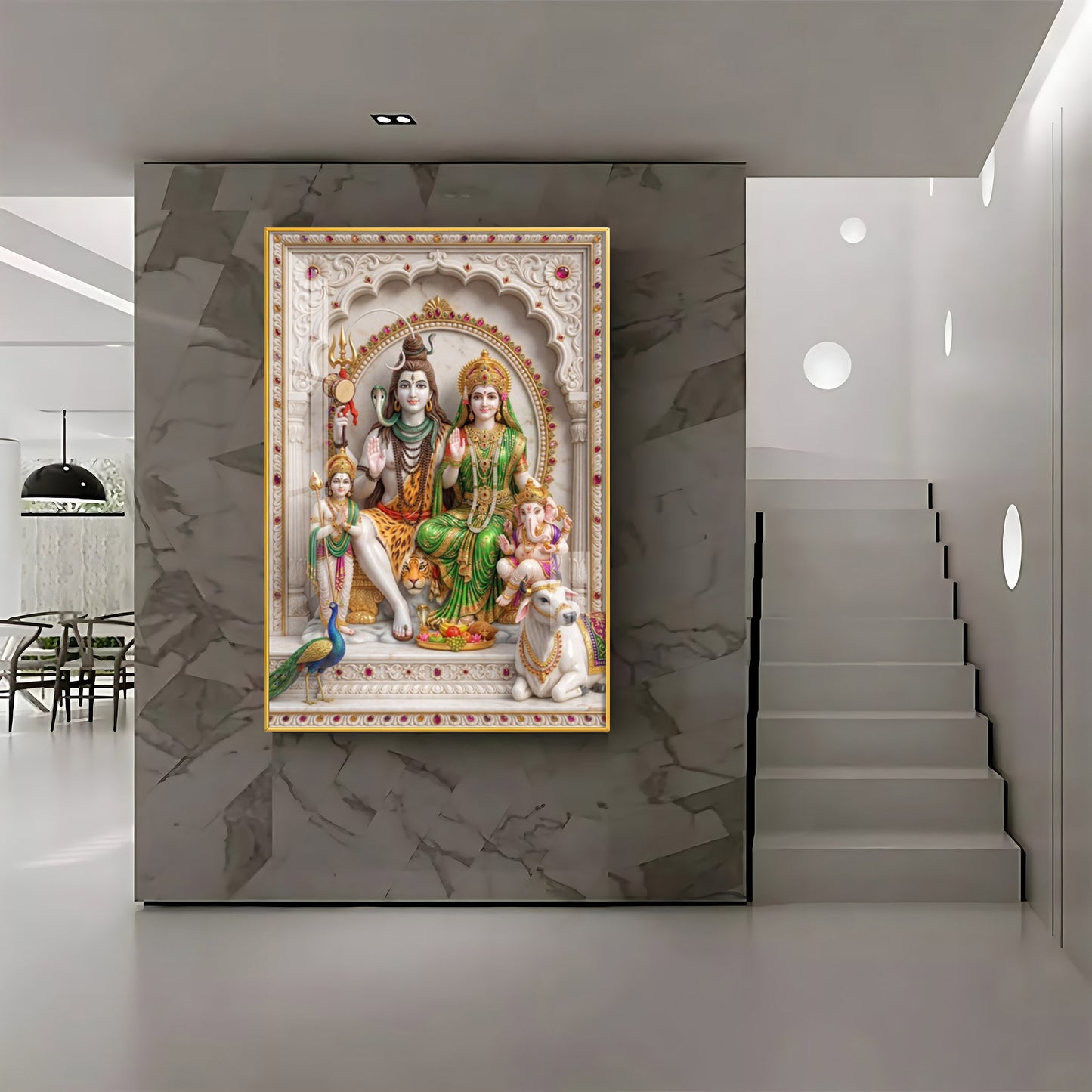 Cosmic Energy Of Shiv Parivar Premium Acrylic Vertical Wall Art