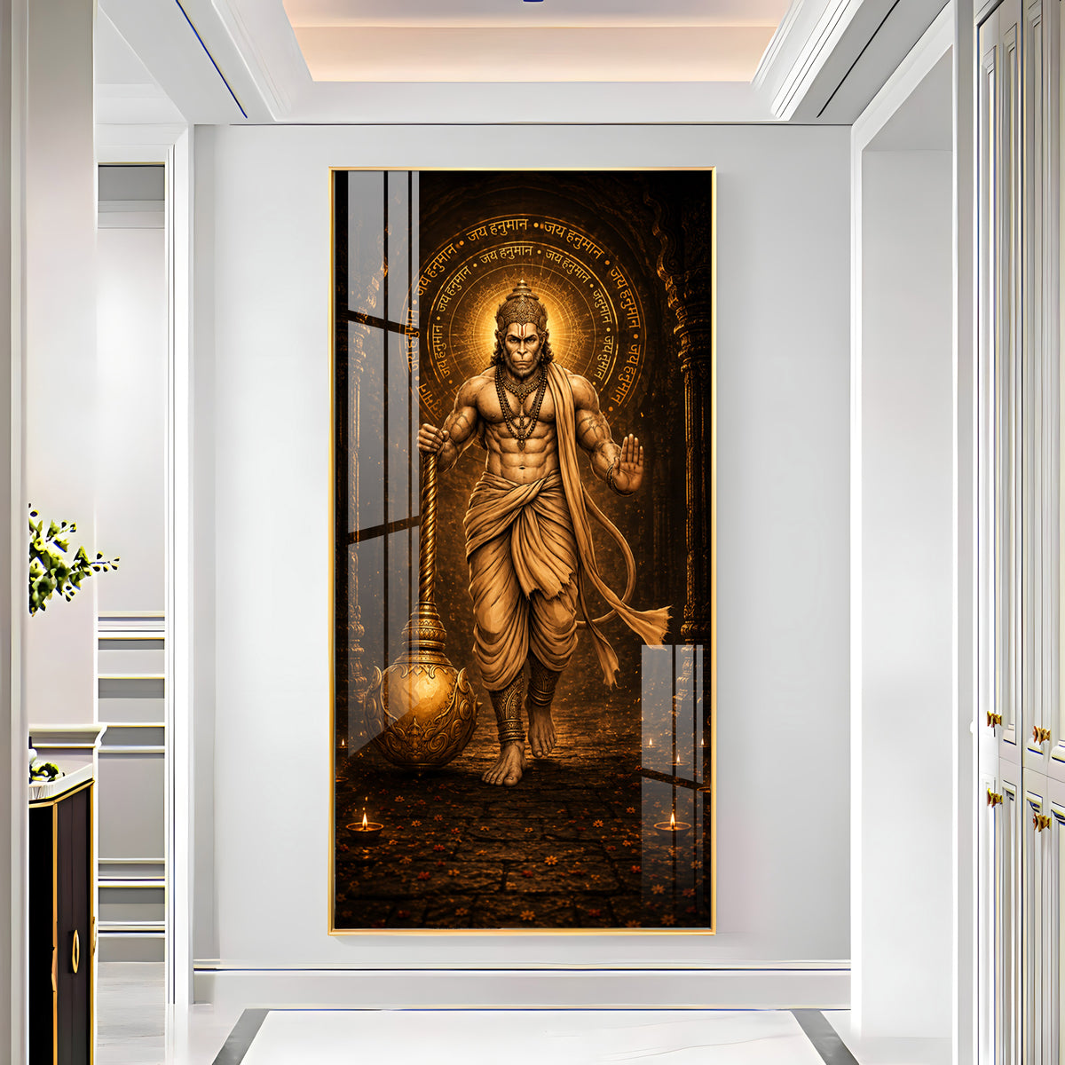 Spiritual God Hanuman Ji Premium Acrylic Vertical Wall Art