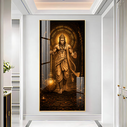 Spiritual God Hanuman Ji Premium Acrylic Vertical Wall Art