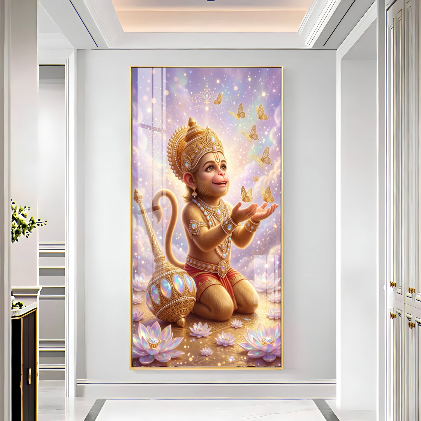 Bal Hanuman Ji Premium Acrylic Vertical Wall Art