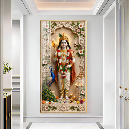 Hindu Deity Of War Lord Murugan Premium Acrylic Vertical Wall Art