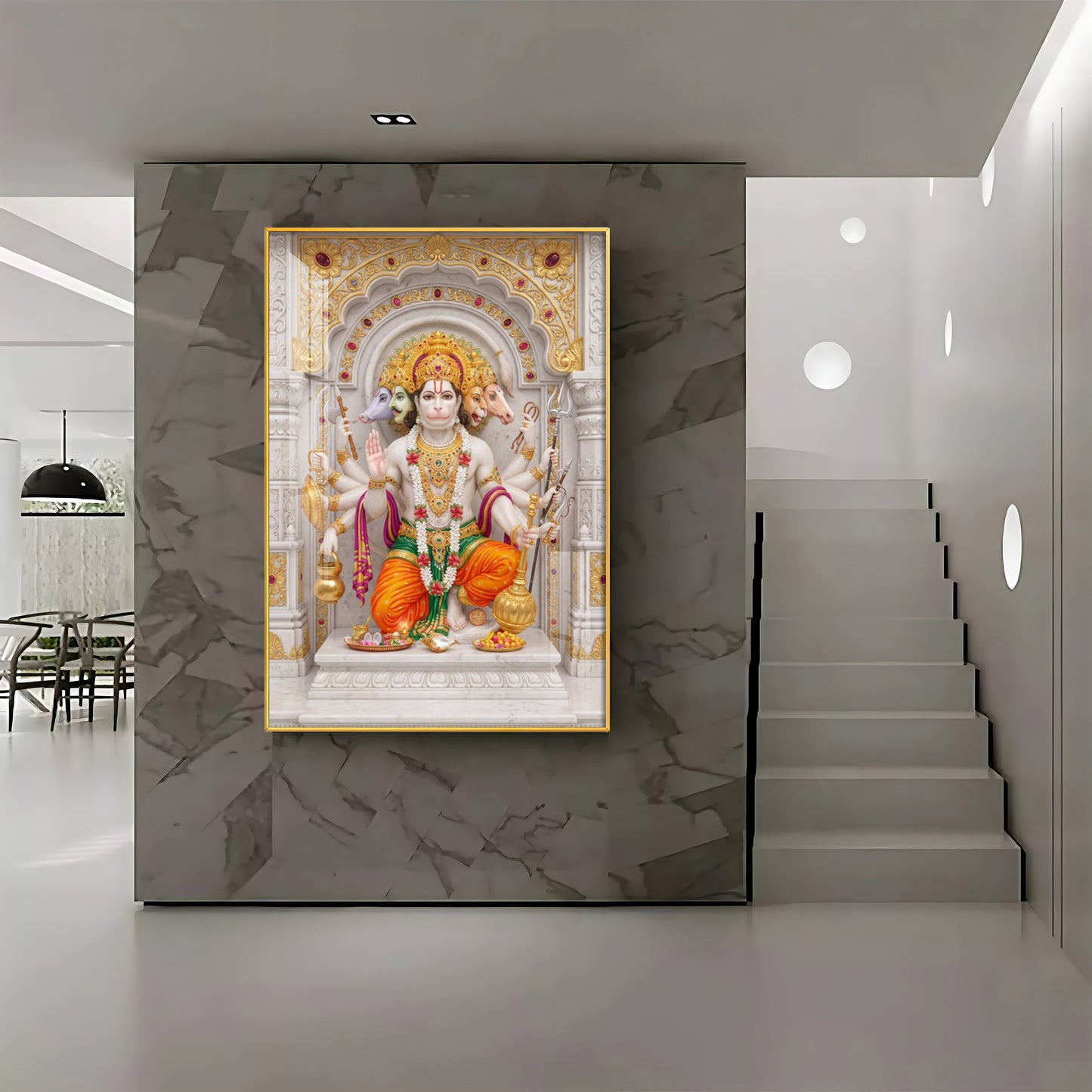 Peaceful Presence Of Panchmukhi Hanuman Premium Acrylic Vertical Wall Art