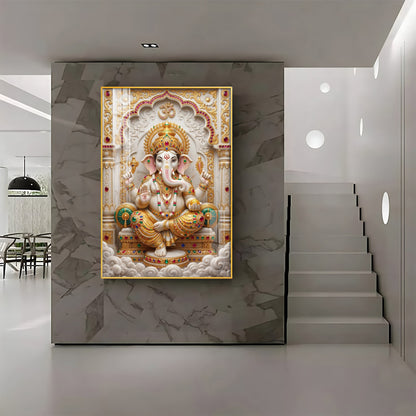 Hindu Deity Of Wisdom Ganesh ji Premium Acrylic Vertical Wall Art