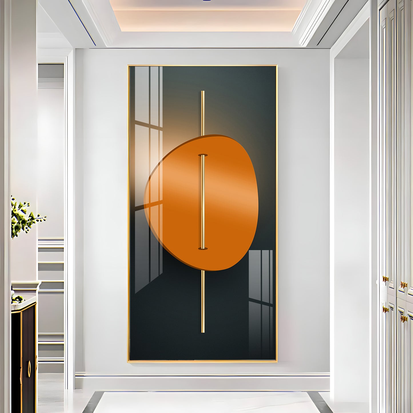 Abstract Orange Moon Premium Acrylic Vertical Wall Art