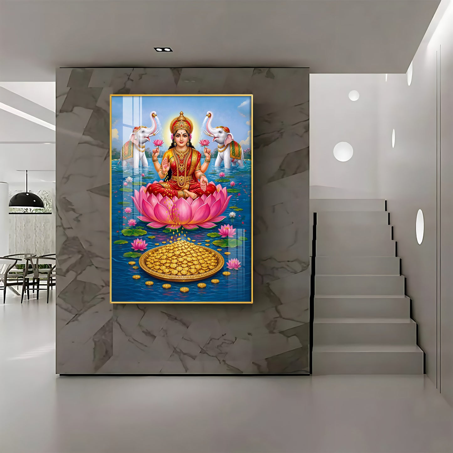 Goddess Lakshmi Devi Premium Acrylic Vertical Wall Art