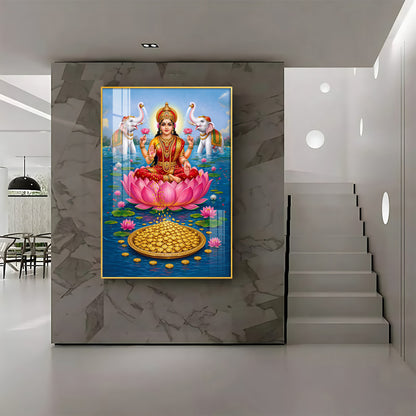 Goddess Lakshmi Devi Premium Acrylic Vertical Wall Art