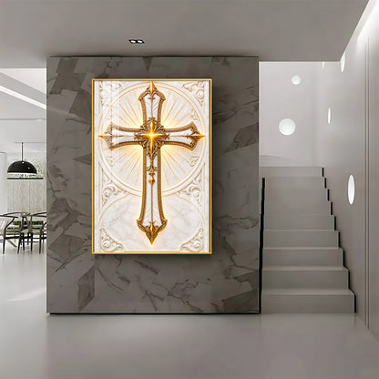 Golden Holy Cross Premium Acrylic Vertical Wall Art