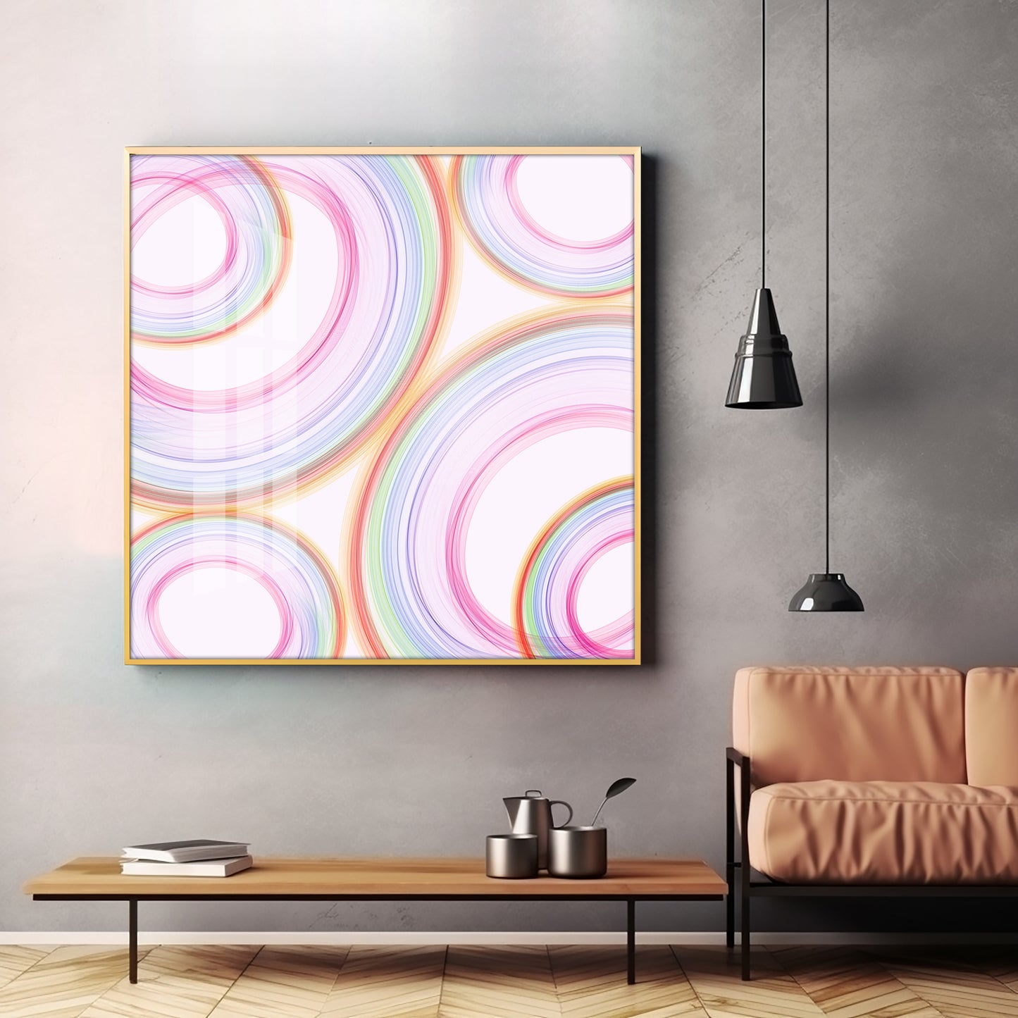 Colorful Radial Motion Effect Premium Acrylic Square Wall Art