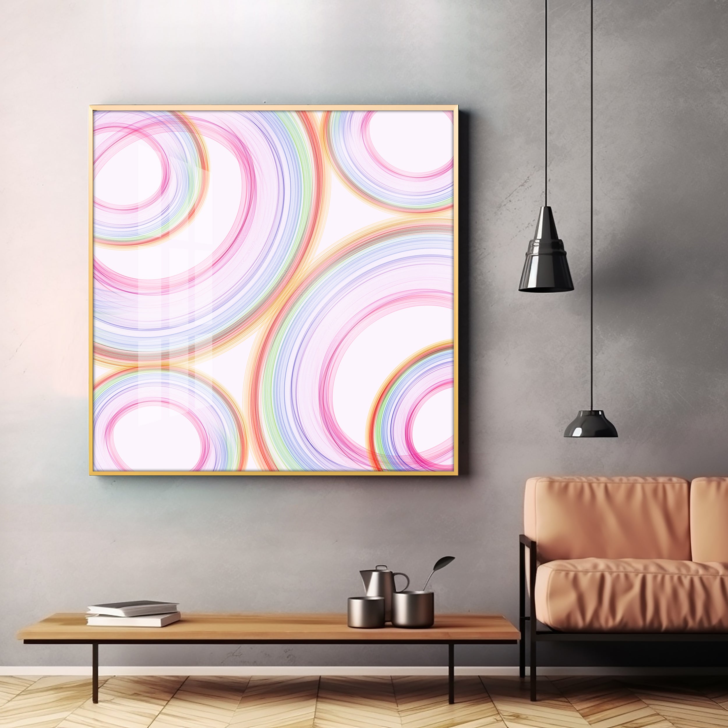 Colorful Radial Motion Effect Premium Acrylic Square Wall Art
