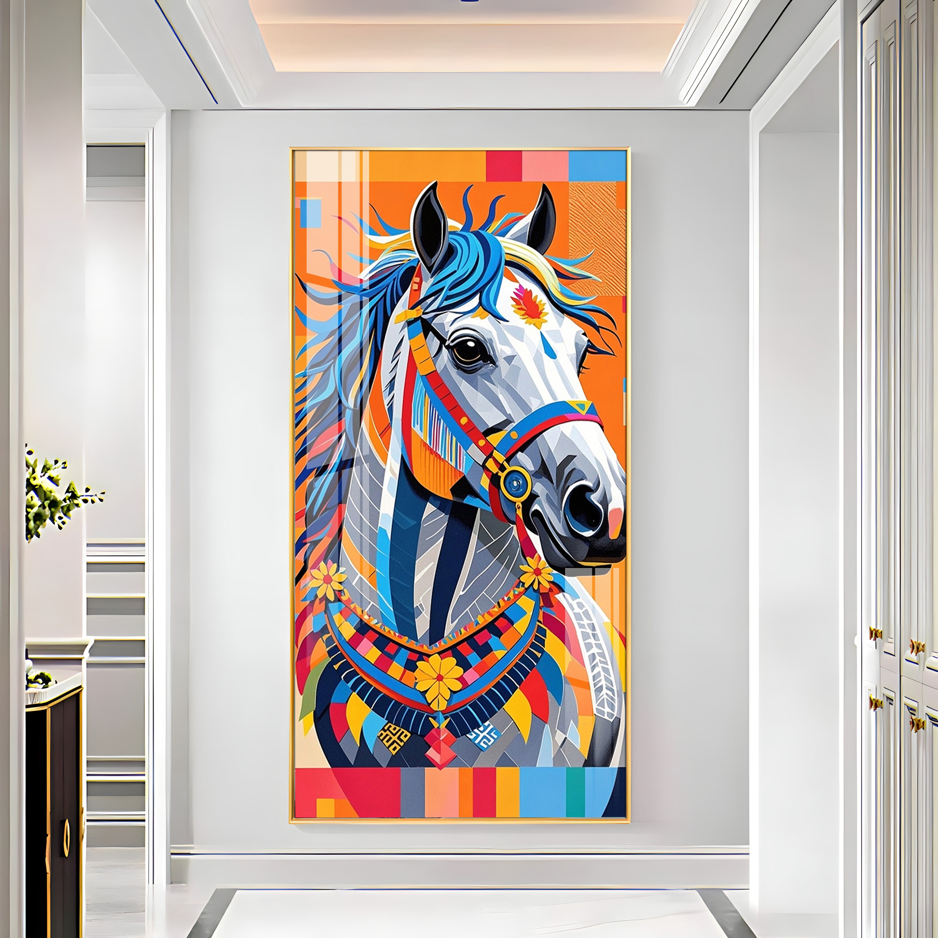 Multicolored Horse Premium Acrylic Vertical Wall Art