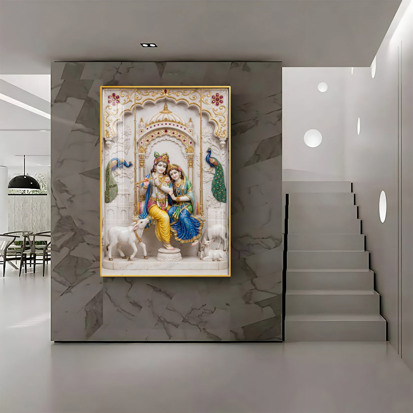 Radha Krishna With Grace Of Love Premium Acrylic Vertical Wall Art