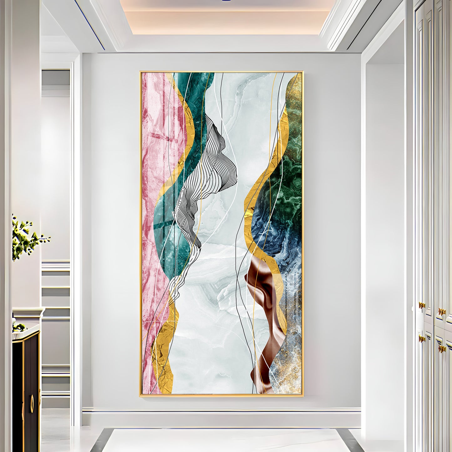 Celestial Marble Fusion Premium Acrylic Vertical Wall Art