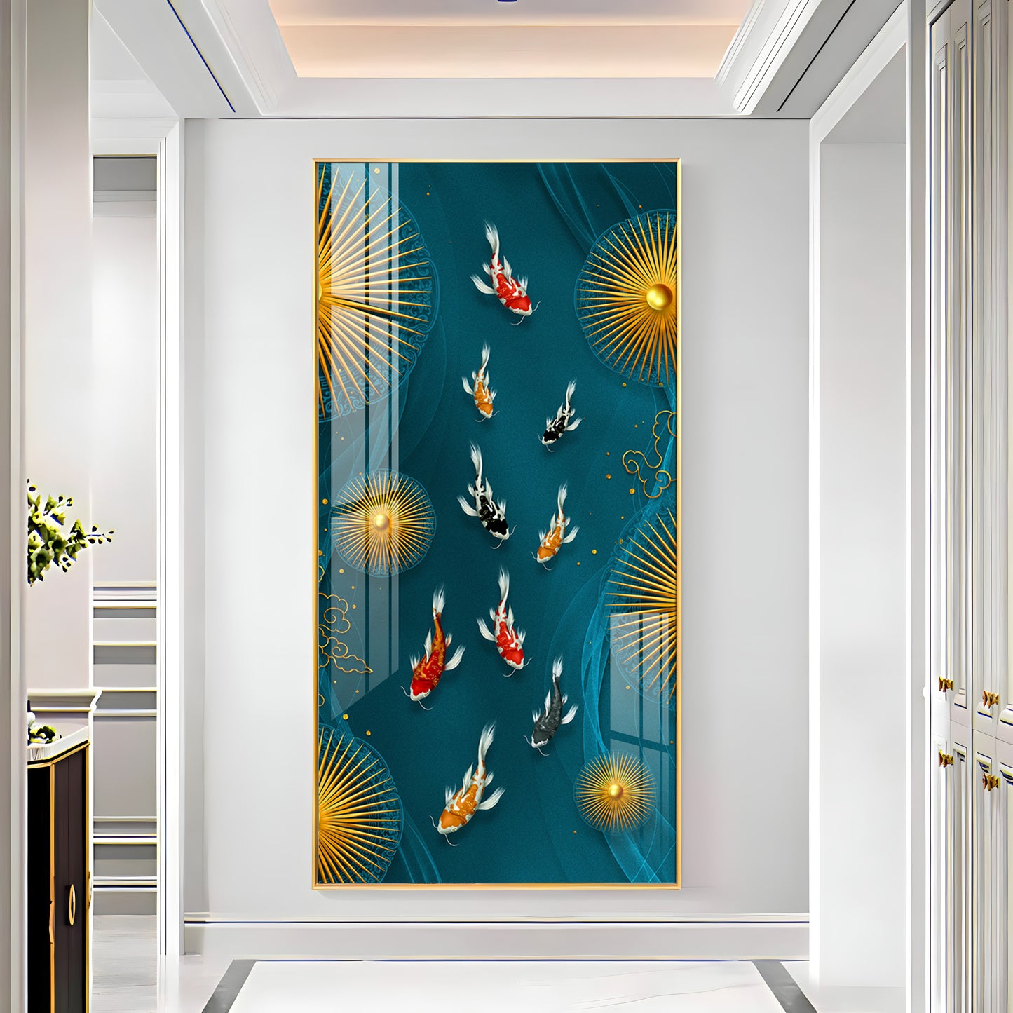Feng Shui Koi Fish Premium Acrylic Vertical Wall Art