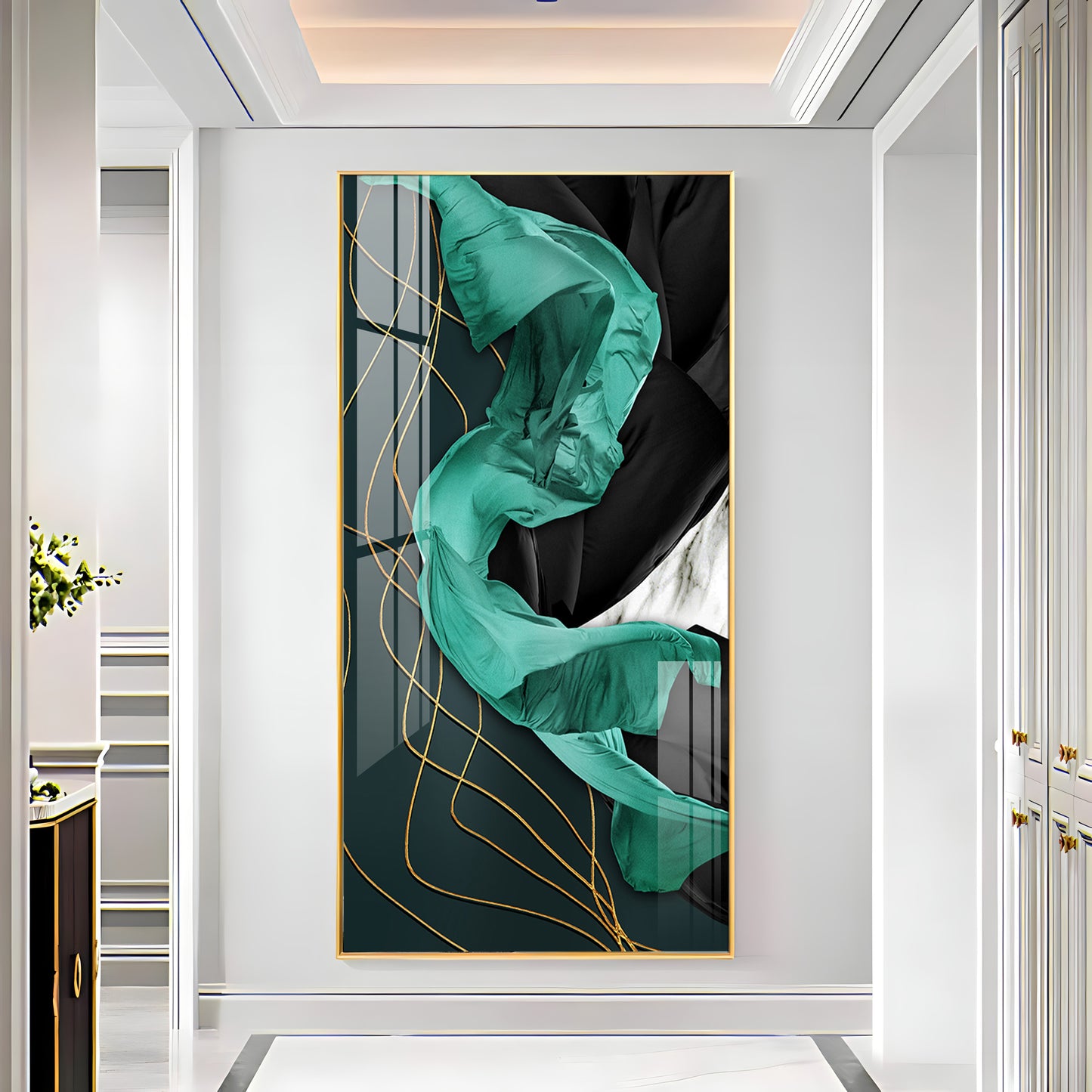 Emerald Elegance Premium Acrylic Vertical Wall Art