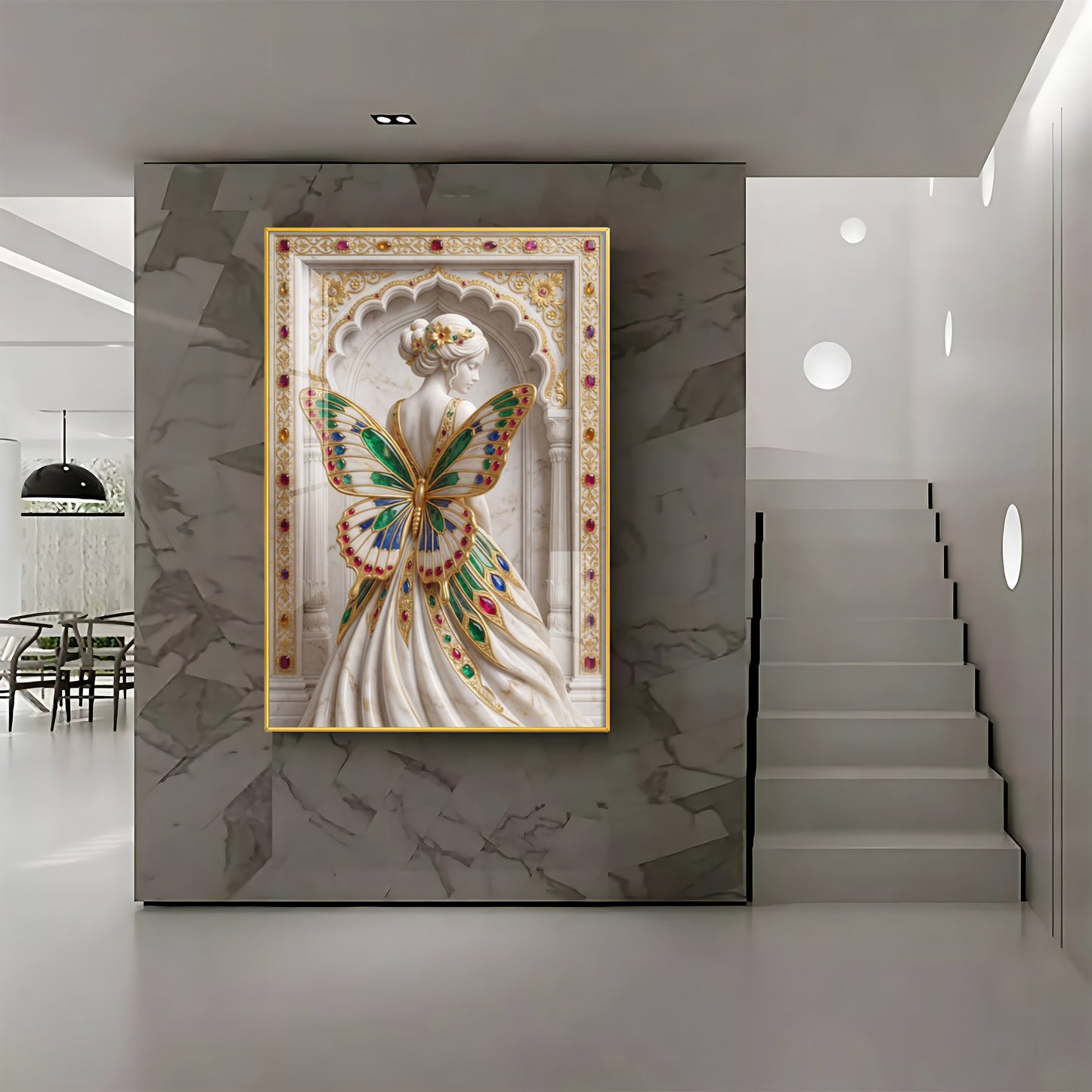 Woman With Butterfly Shaped Wings Premium Acrylic Vertical Wall Art