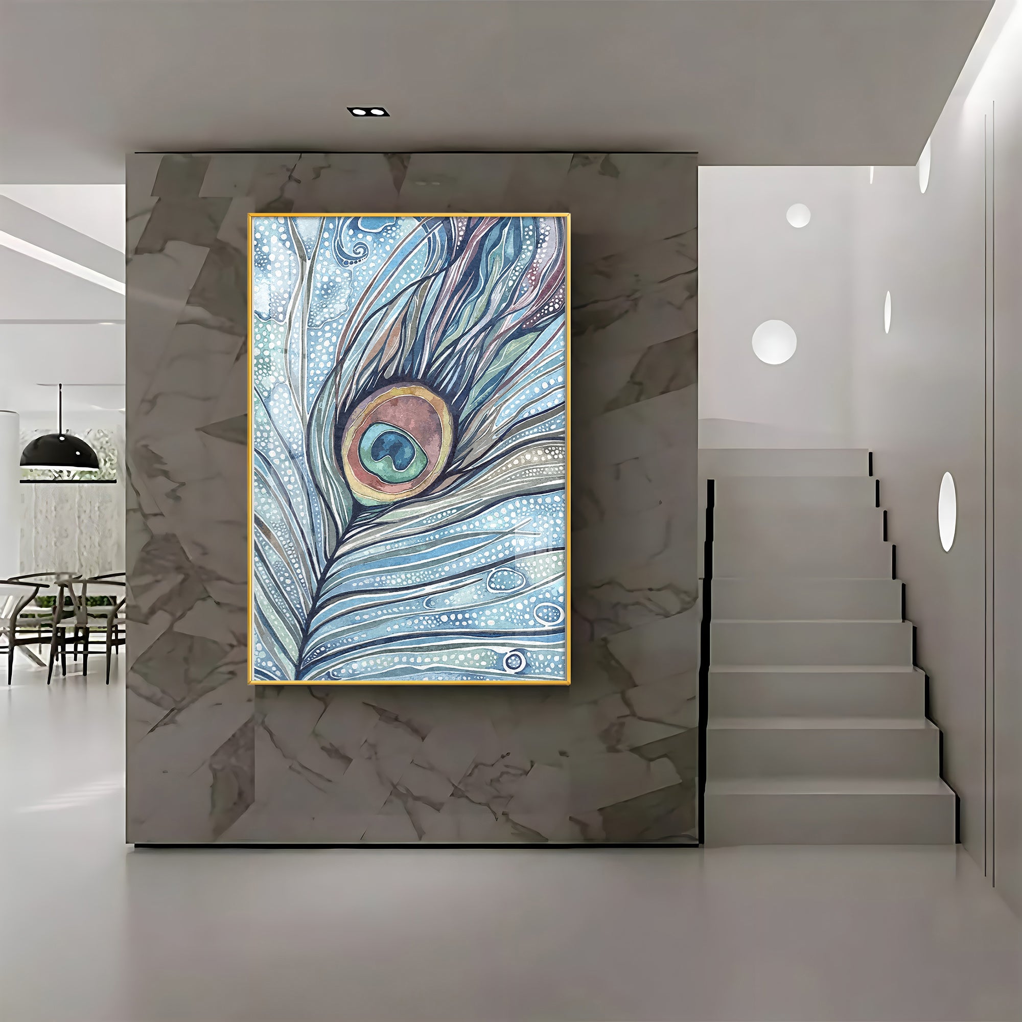Abstract Peacock Feather Premium Acrylic Vertical Wall Art