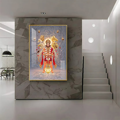 Hindu Deity Panchmukhi Hanuman Premium Acrylic Vertical Wall Art