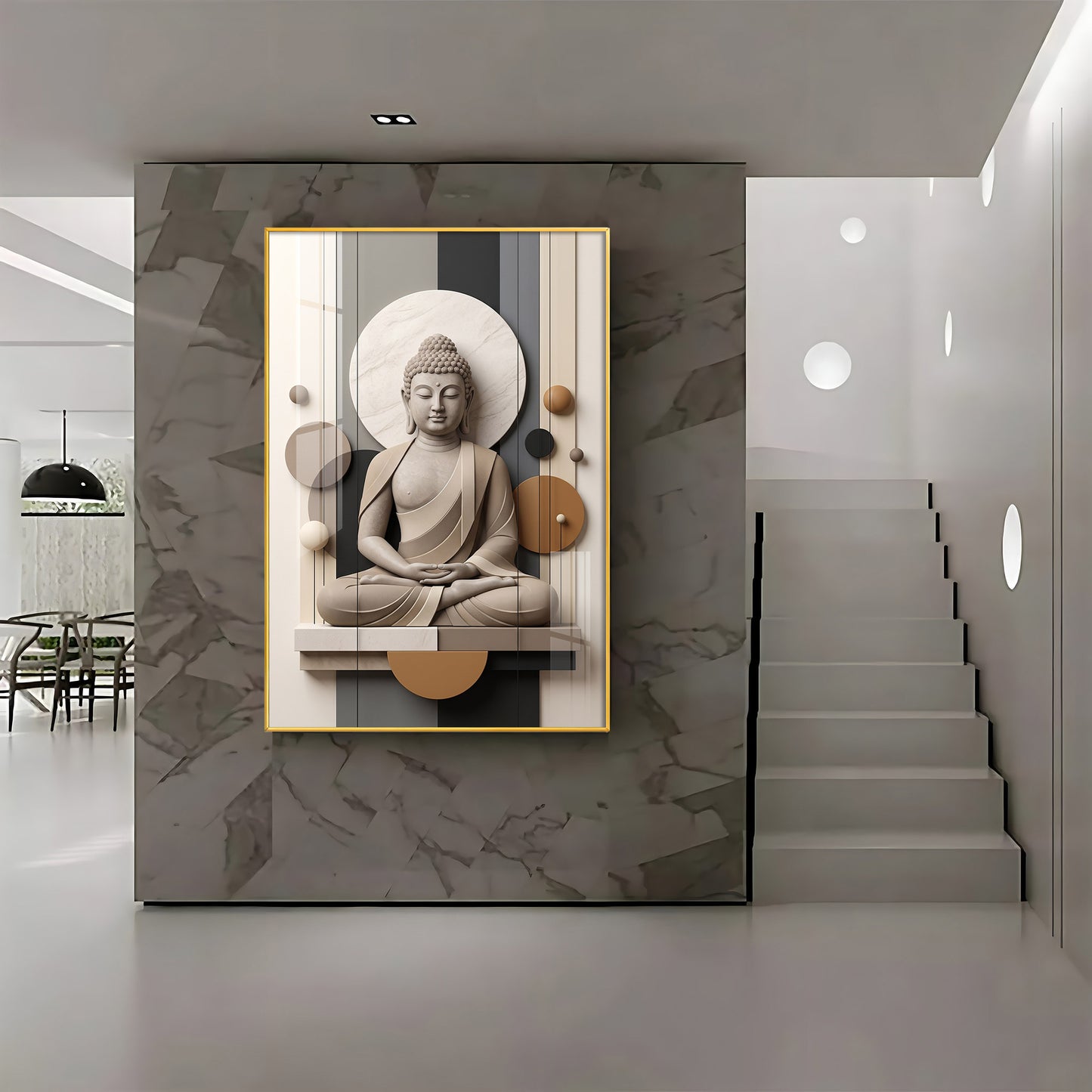 Geometric Meditating Buddha Premium Acrylic Vertical Wall Art