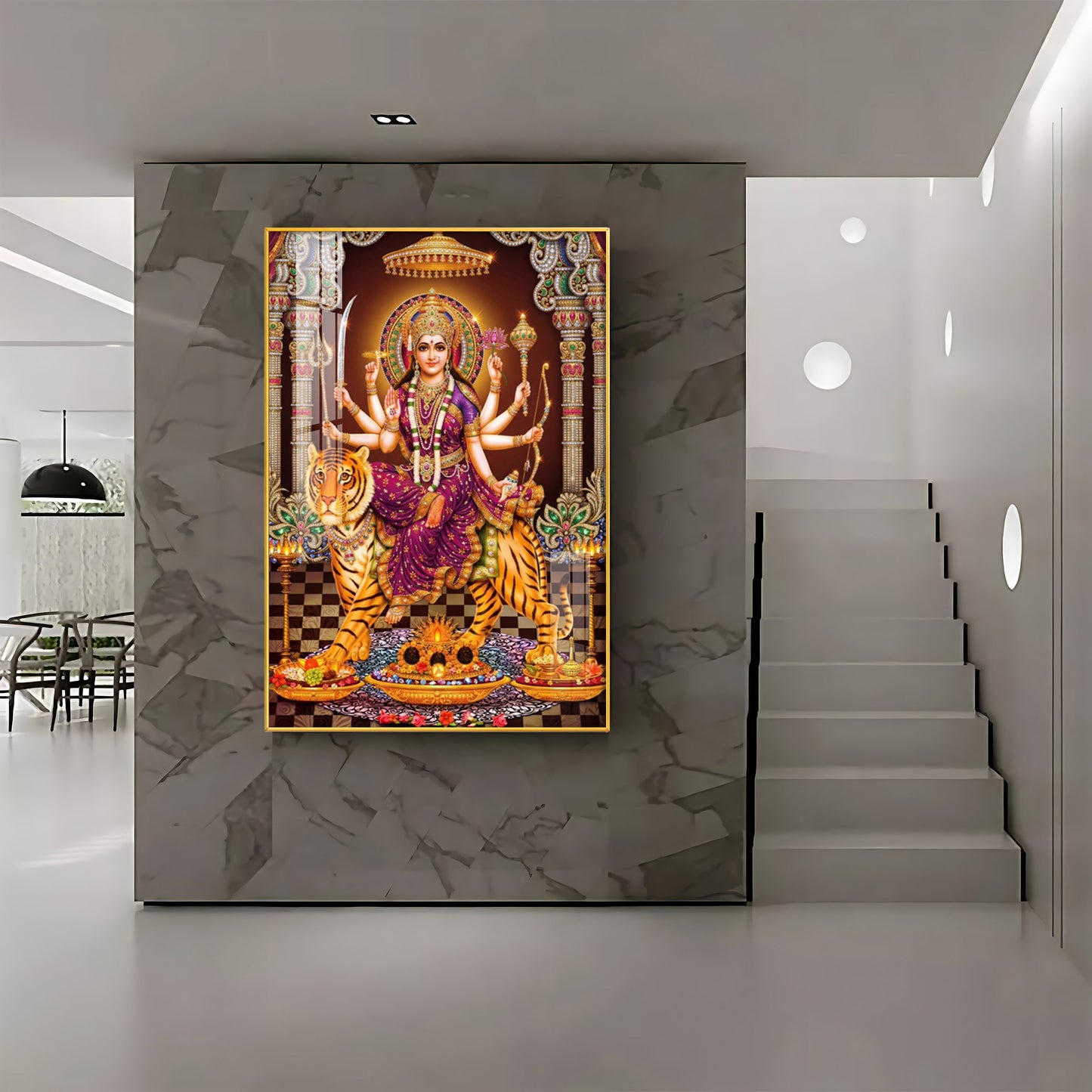 Maa Sherawali Premium Acrylic Vertical Wall Art